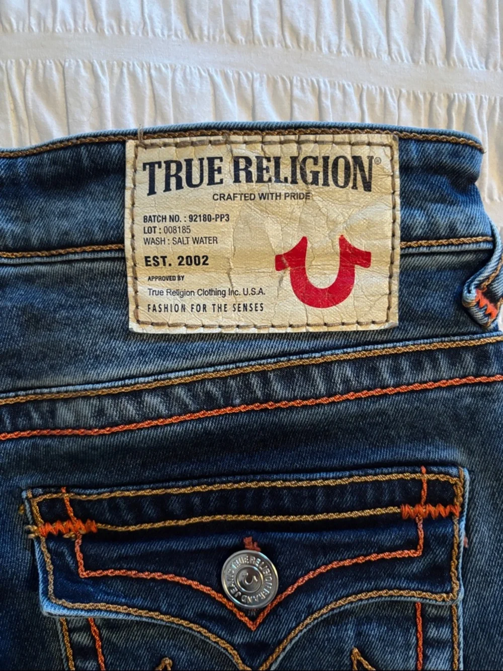True Religion Blue Denim Jeans with Red Label Accents - Picture 8 of 15